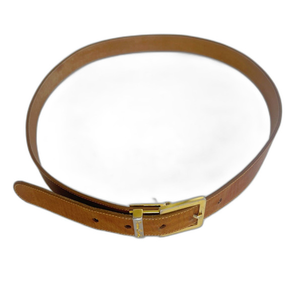Pierre Cardin Vintage Cognac Brown Leather Skinny Belt Gold Hardware Size 34 - Picture 6 of 6